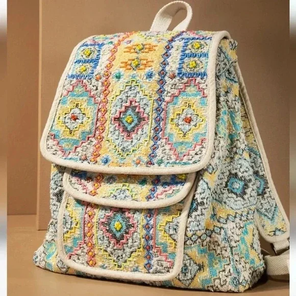 New! Boho Embroidered Jacquard Backpack - Picture 3 of 12